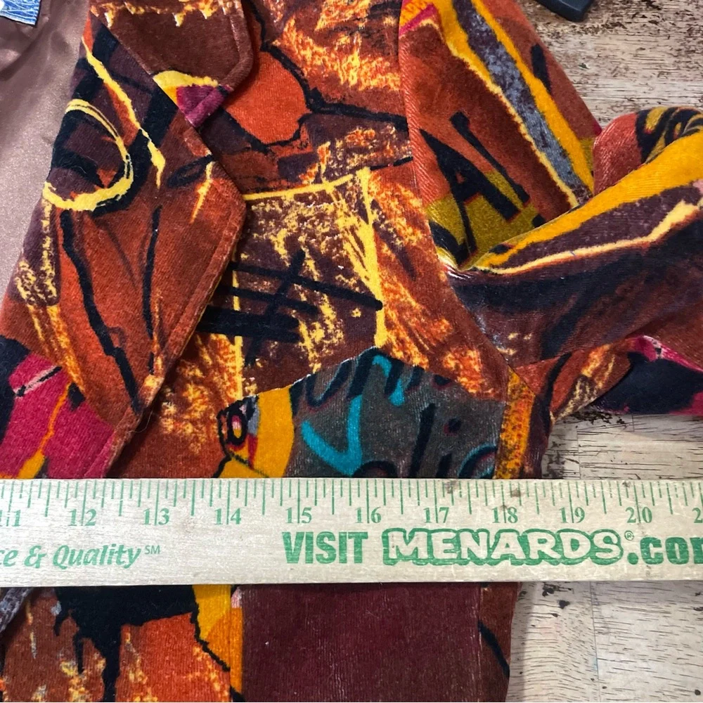 Rare KENZO JEANS 90s Velvet Collage Print Jacket Great Wave Hokusai Label FR 40 - Picture 6 of 10